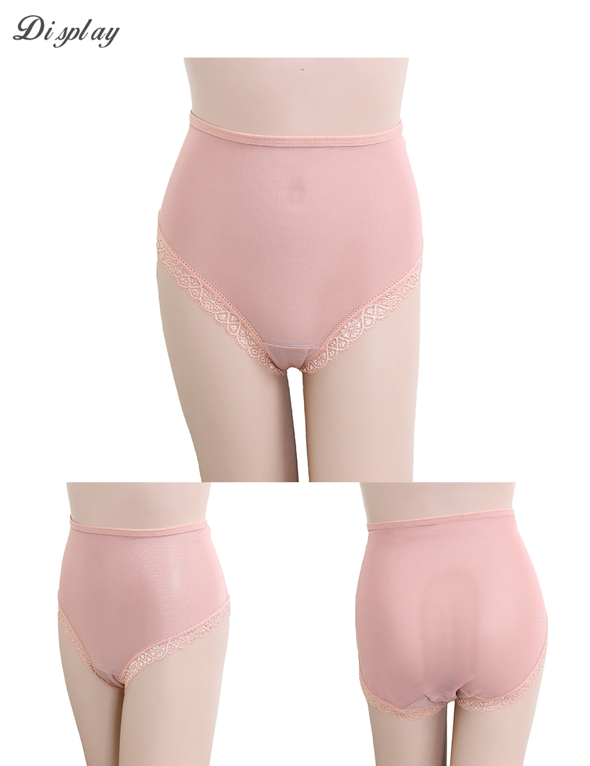 石墨烯 性感透膚 高腰網紗三角褲 3件組(隨機色) 加大碼