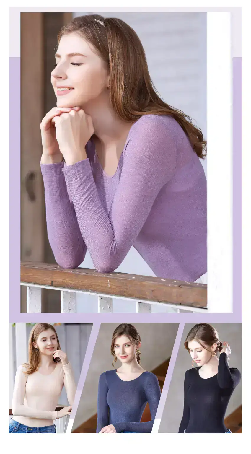 一體成型 超薄魔術保暖衛生衣(芋紫)