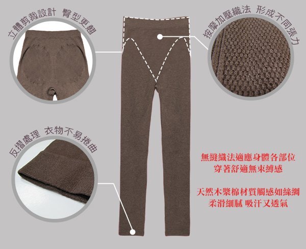 台灣製 MODAL 莫代爾纖維 無縫木漿棉保暖衛生褲(摩卡)