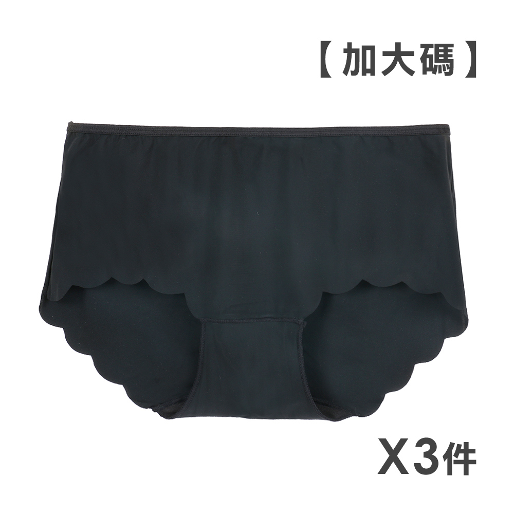 波浪花邊 素面無痕涼感貼身褲 3件組(隨機色)XL
