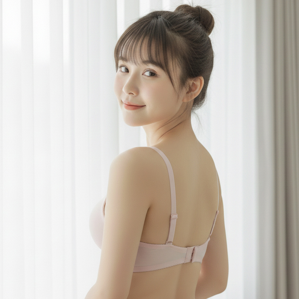 MIT台灣製 極簡 素面格紋 透氣 低脊心內衣(裸色)BC罩杯