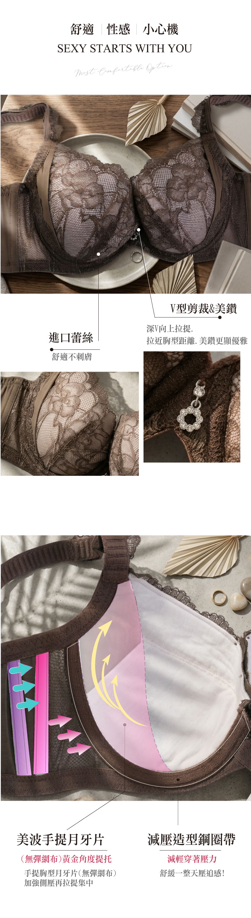 美波 玻尿酸 機能內衣BCDE罩杯(輕霧紫)
