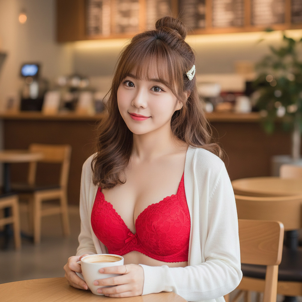 花芯 軟鋼圈 深V低脊心包覆機能型內衣C罩杯(紅)