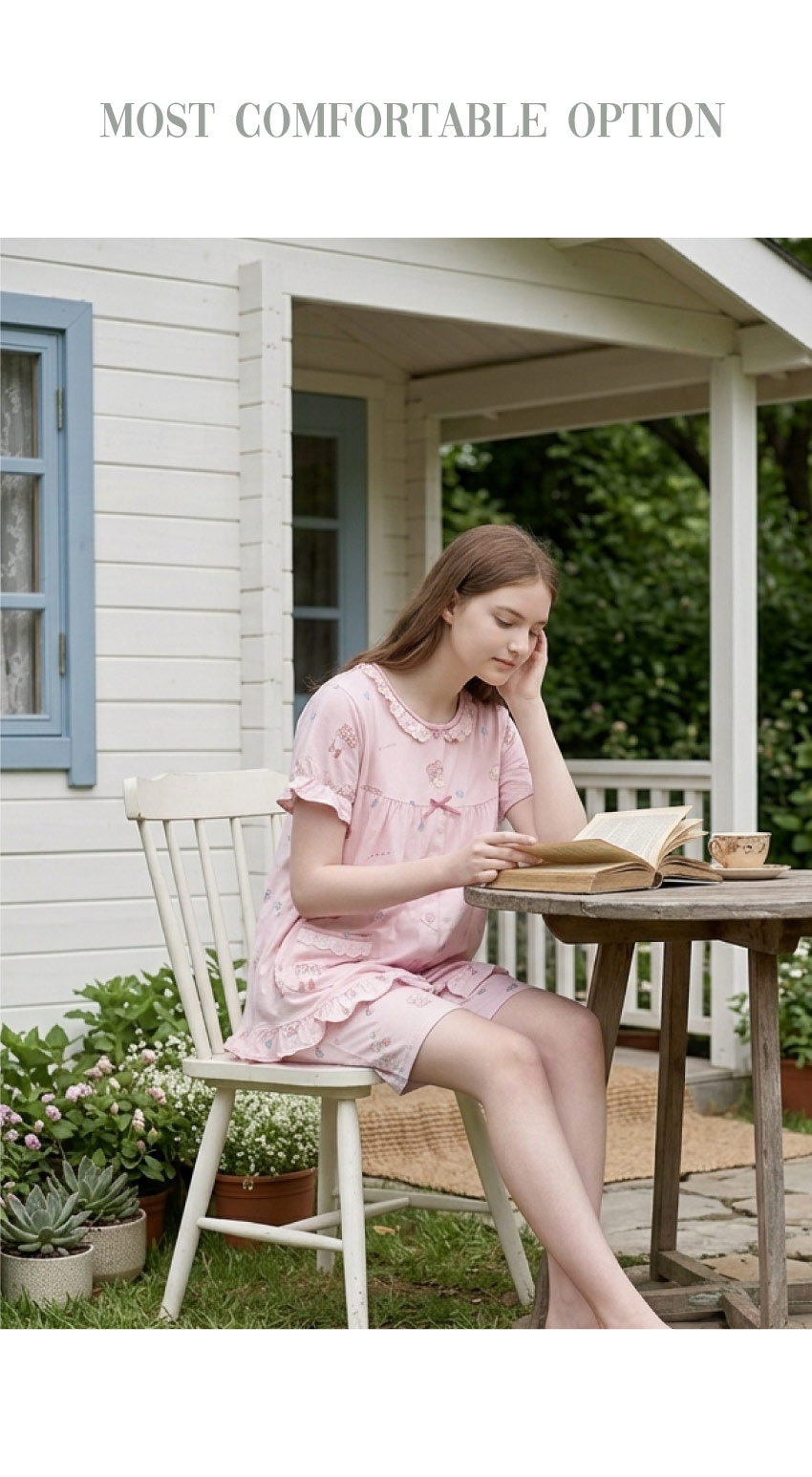 睡萌聚落 柔軟舒眠棉質 睡衣睡褲成套組(粉色)