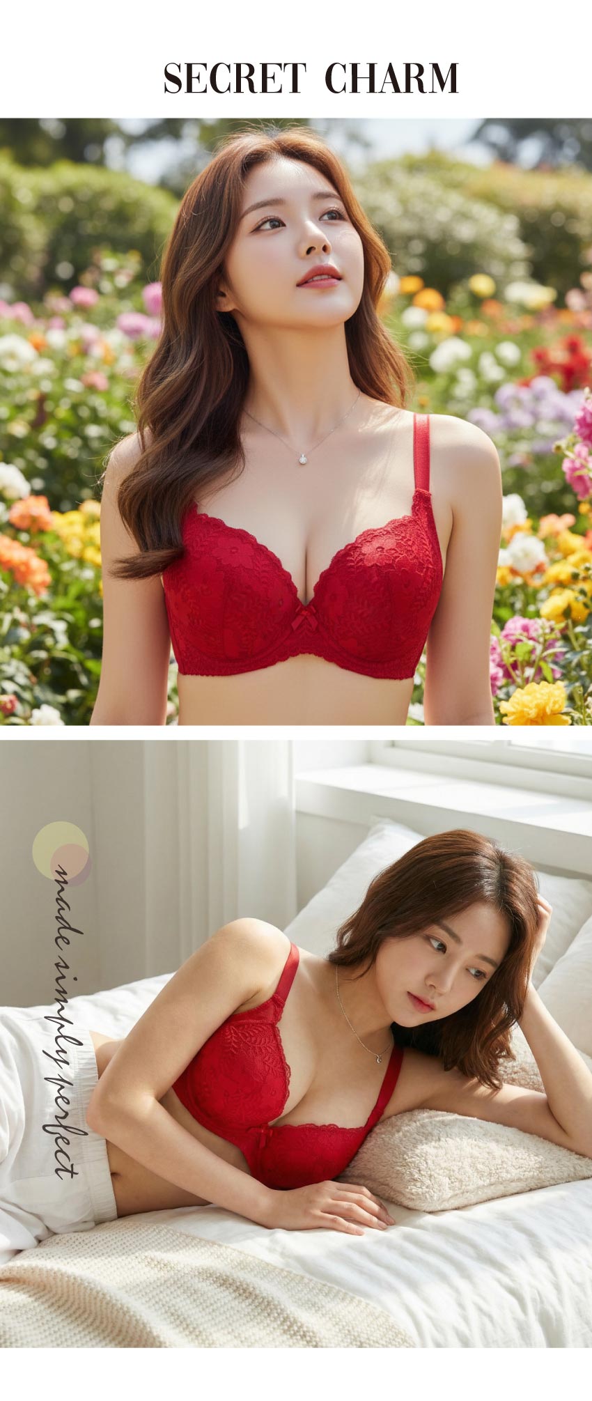 花蕊 軟鋼圈 深V低脊心包覆機能型內衣D罩杯(紅)