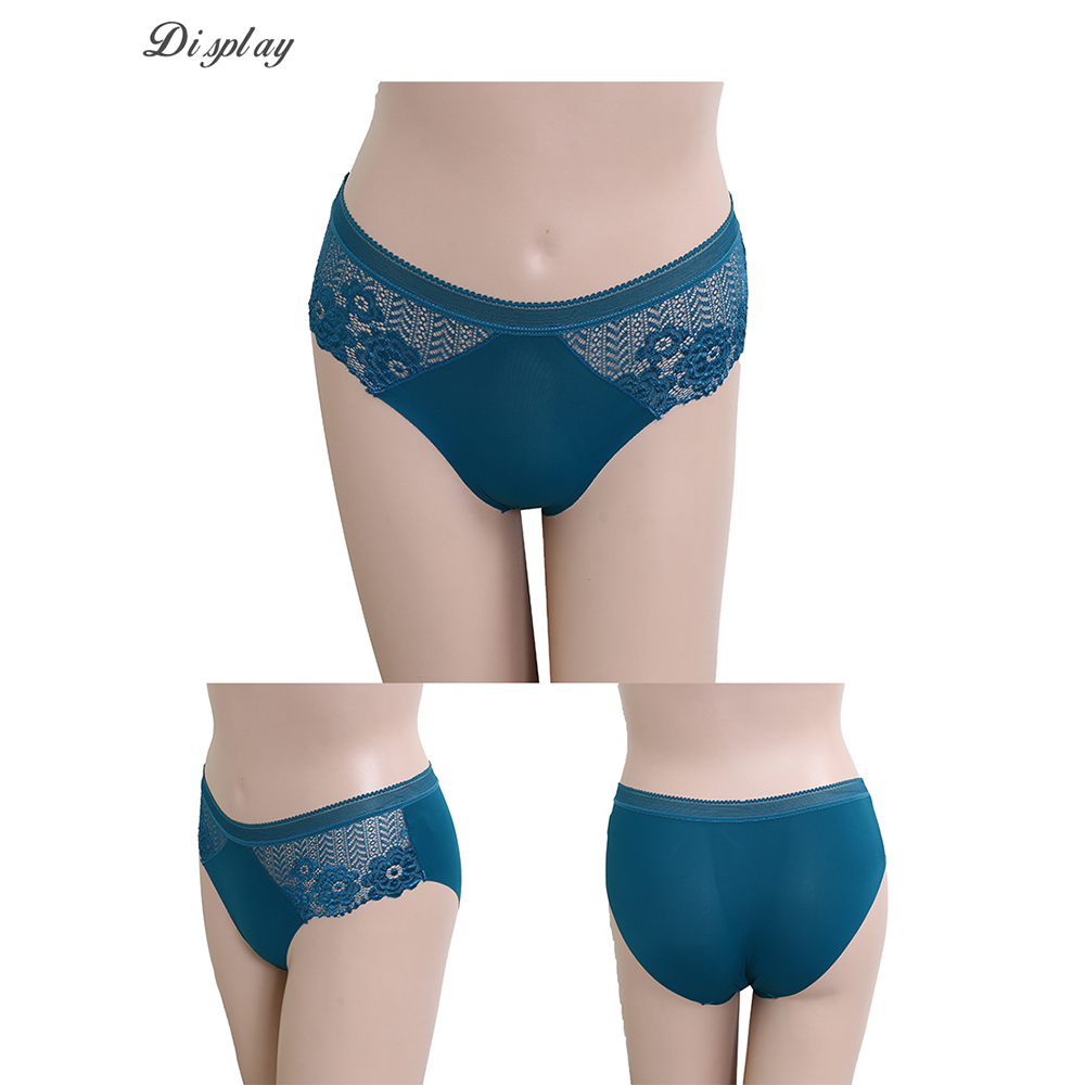 低腰 無痕性感蕾絲透膚貼身褲 (隨機色) 3件組