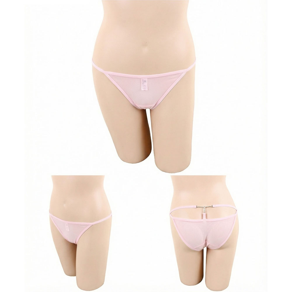 T型美鑽 性感透膚低腰三角褲3件組(隨機色)