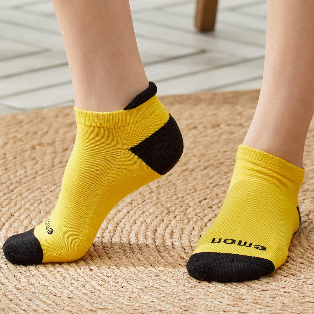 素色 低筒 機能運動襪(黃)