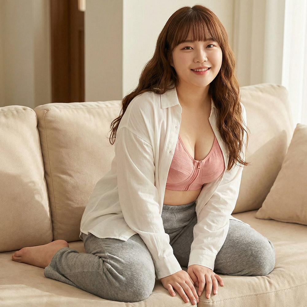 前開式拉鍊 絲棉透氣內衣 38-46 CD罩杯(豆沙色)