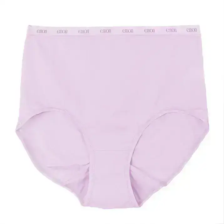 素色棉質舒適大尺碼高腰三角褲(紫)