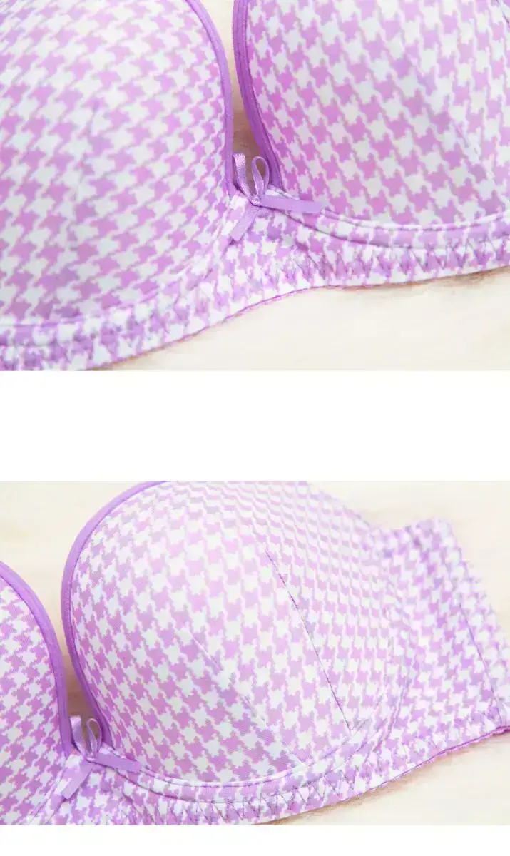 軟鋼圈 低脊心 千鳥紋無痕少女BC罩杯內衣(紫)