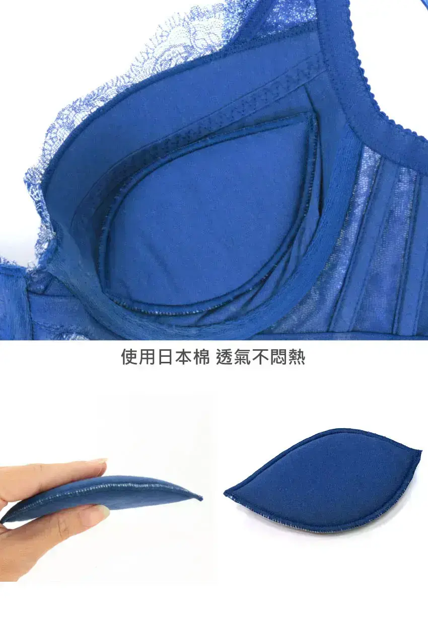 【深罩杯】夢幻魔提・呼吸直立棉機能透氣內衣BCD罩杯(星辰藍)