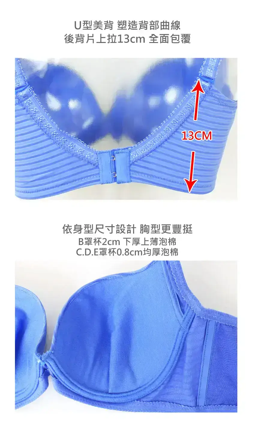 時尚無痕系列BCDE罩杯內衣(天空藍)