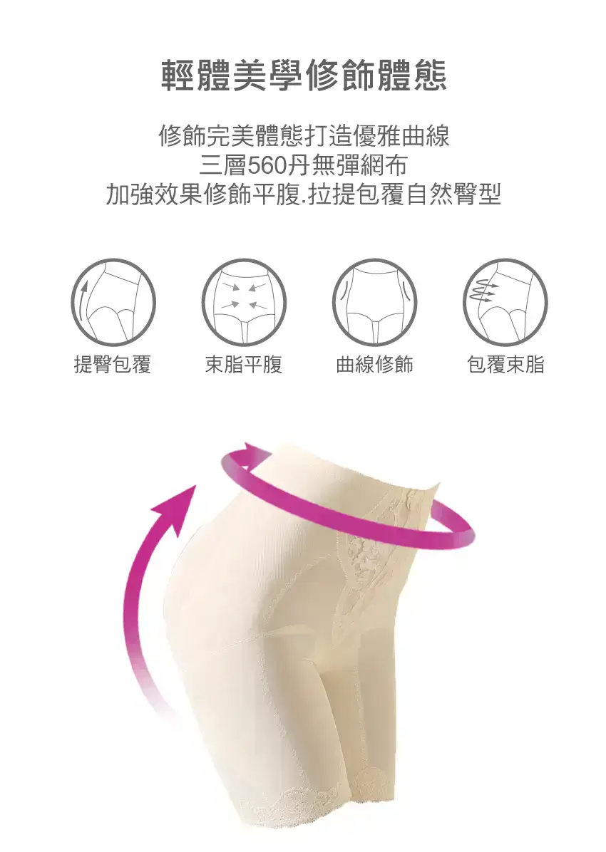 MIT 560丹 夢幻曲線 機能平口束褲(膚)