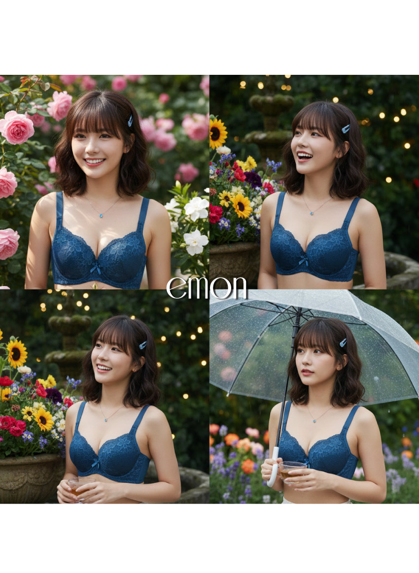 花蕾 軟鋼圈 深V低脊心包覆機能型內衣B罩杯(藍綠色)