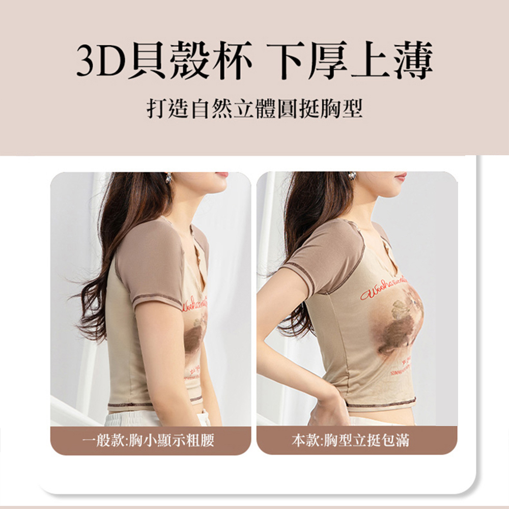 貝殼棉杯 深V低脊心 無痕 無鋼圈內衣(黑色)
