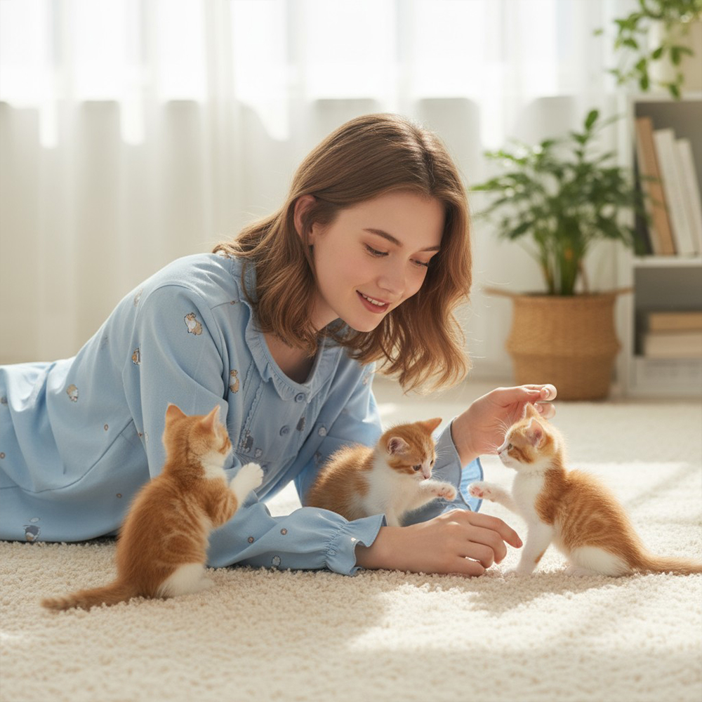 軟萌柯基 柔軟舒眠棉質 睡衣睡褲成套組(藍色)