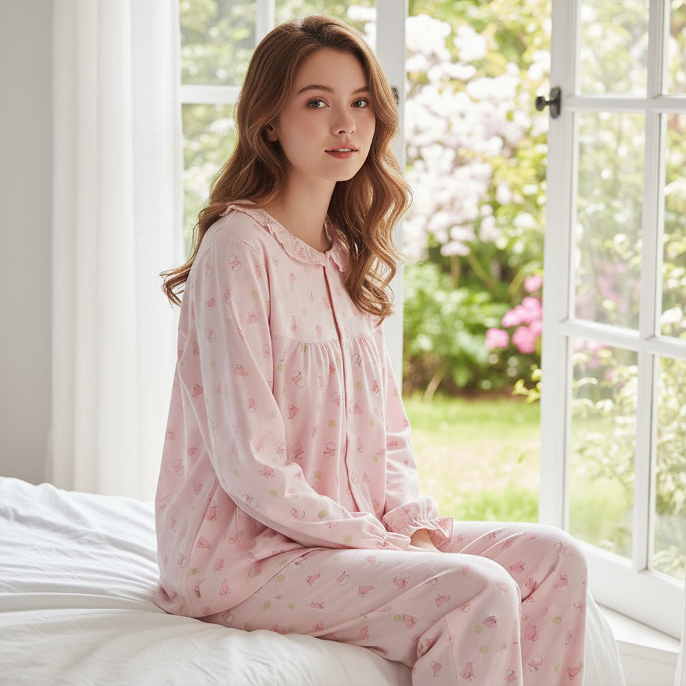 萌感小雞 柔軟舒眠棉質 睡衣睡褲成套組(粉色)