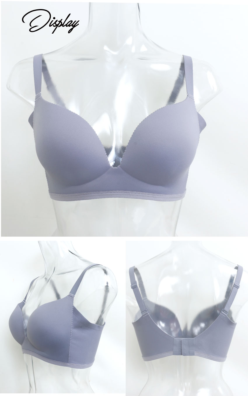 輕時尚 無鋼圈無痕低脊心內衣(灰藍色)