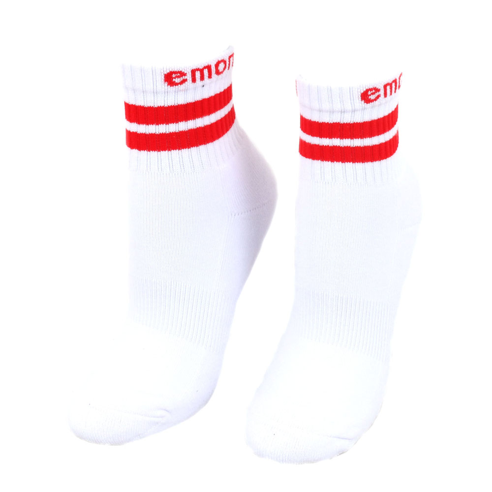 經典條紋 中筒 機能運動襪(白紅)