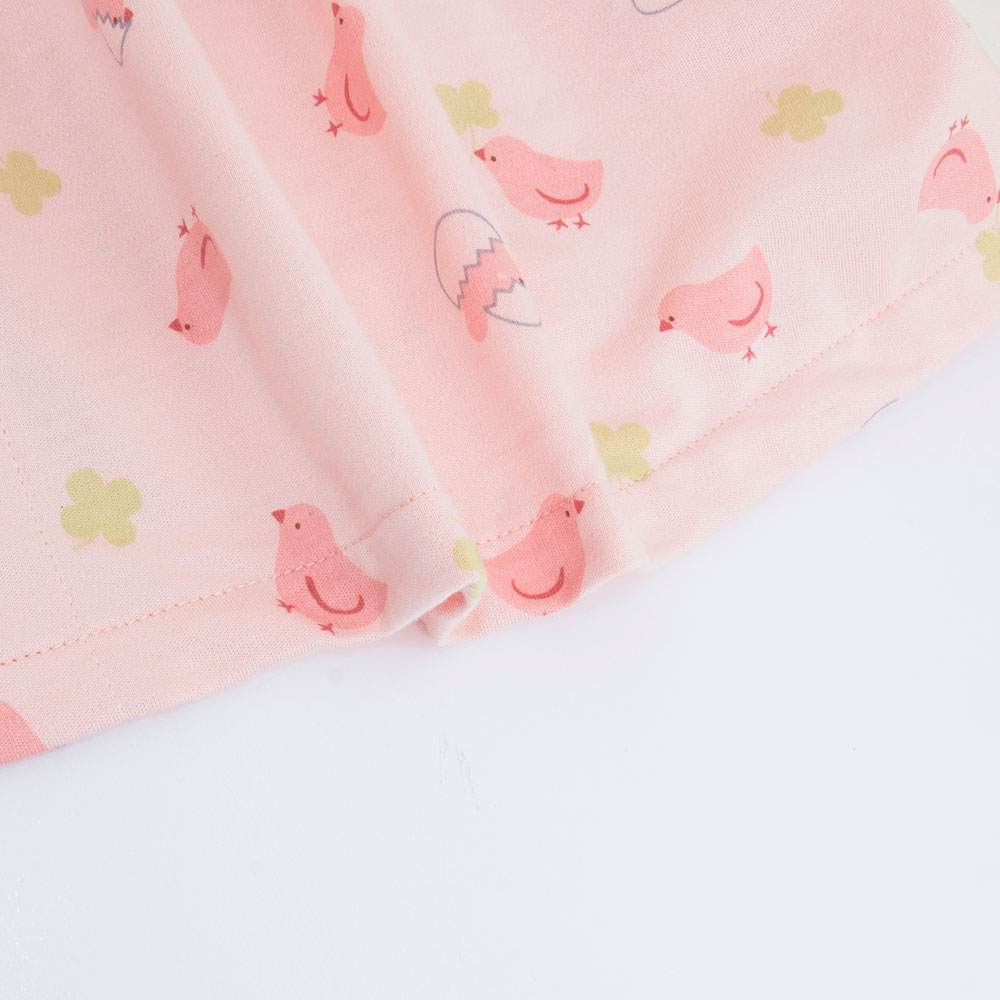 萌感小雞 柔軟舒眠棉質 連身裙睡衣(粉色)