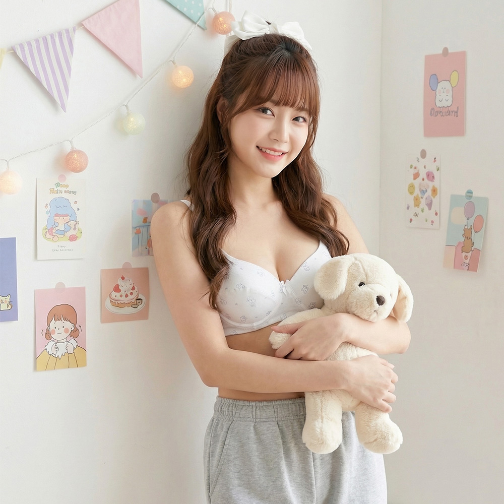 快樂狗狗少女內衣(軟鋼圈)(灰)BCD