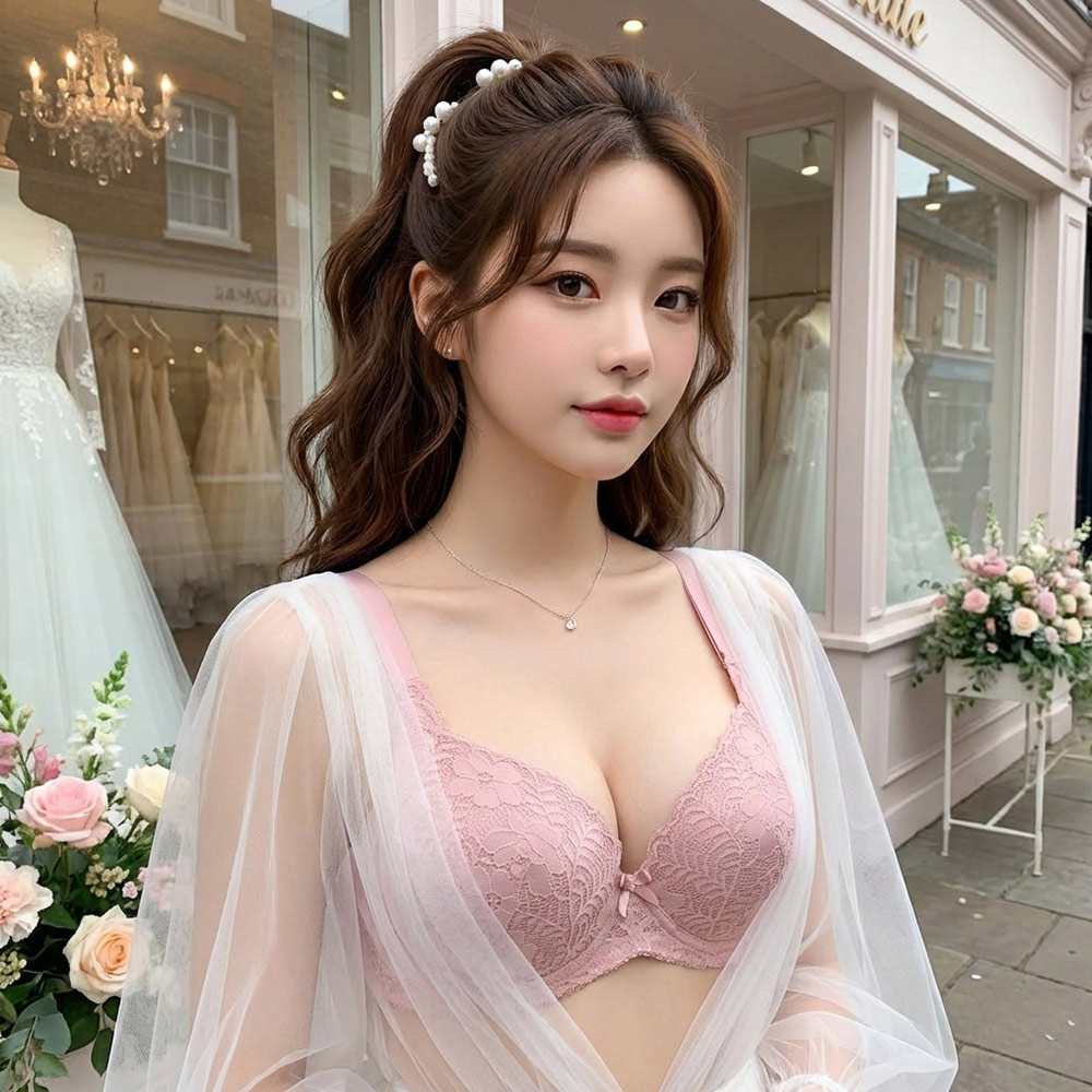 花蕊 軟鋼圈 深V低脊心包覆機能型內衣D罩杯(裸粉色)