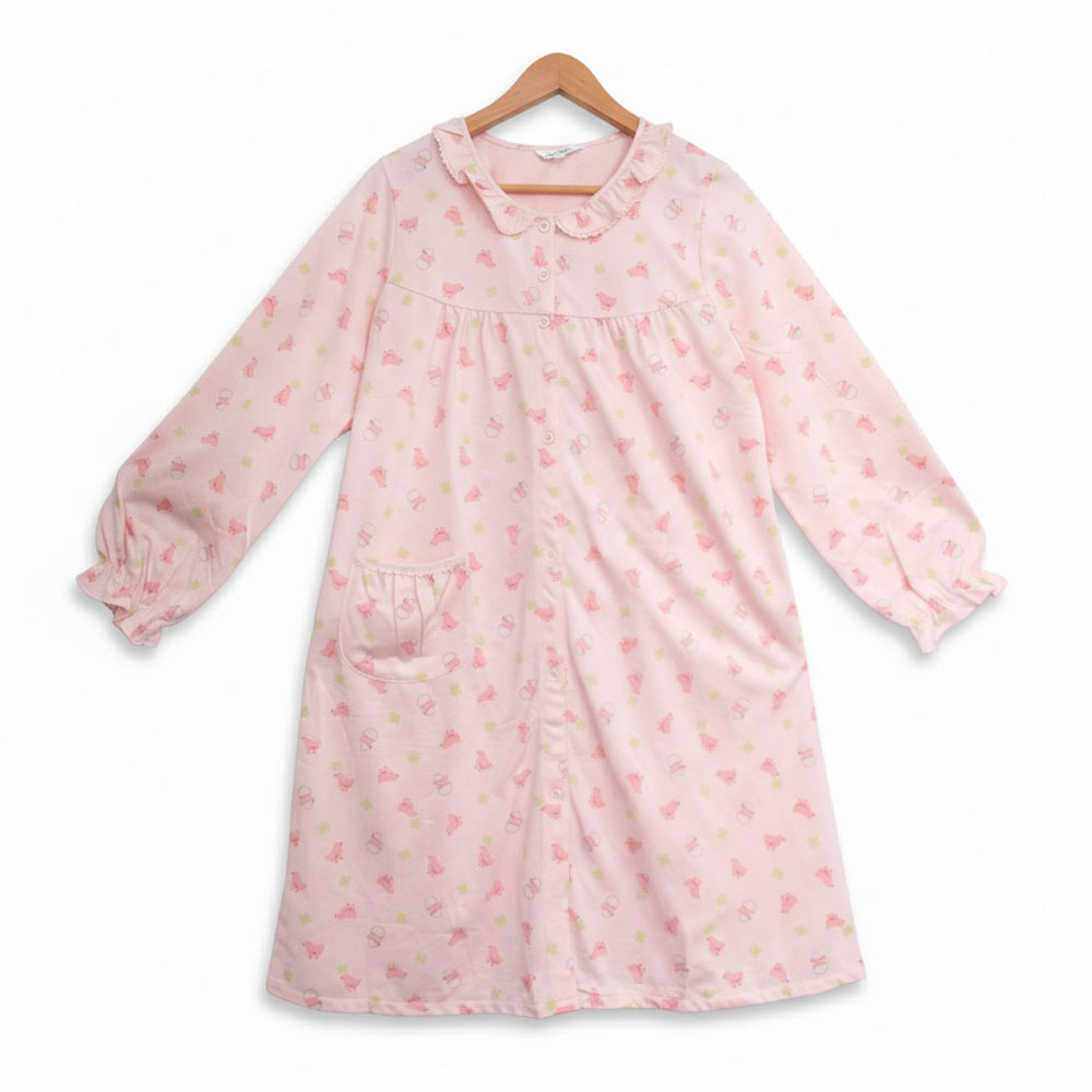 萌感小雞 柔軟舒眠棉質 連身裙睡衣(粉色)