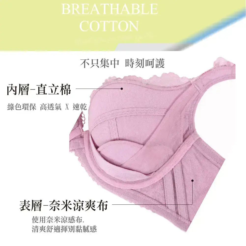 美藝系列 ‧ 奈米涼感環保健康素材深V內衣BCDE罩杯(雲彩粉)