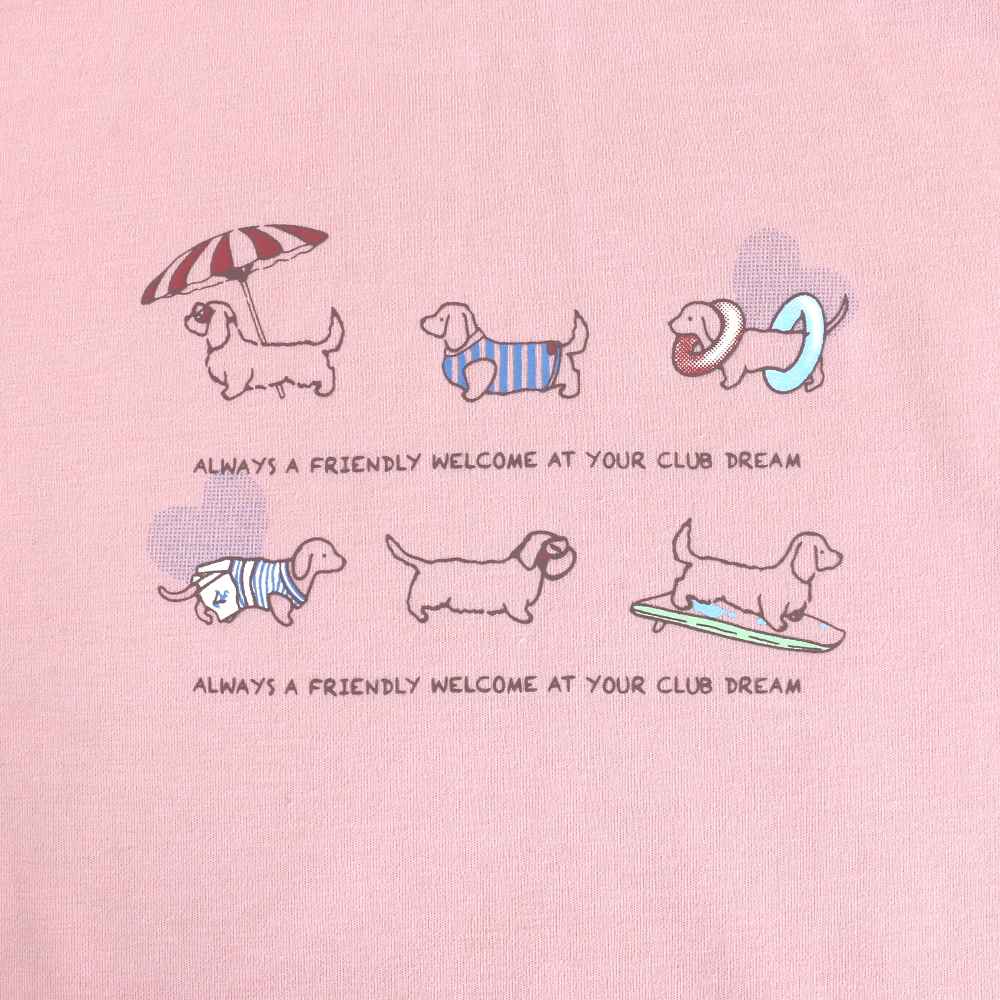 毛狗狗渡假中 柔軟舒眠棉質 睡衣睡褲成套組(粉色)