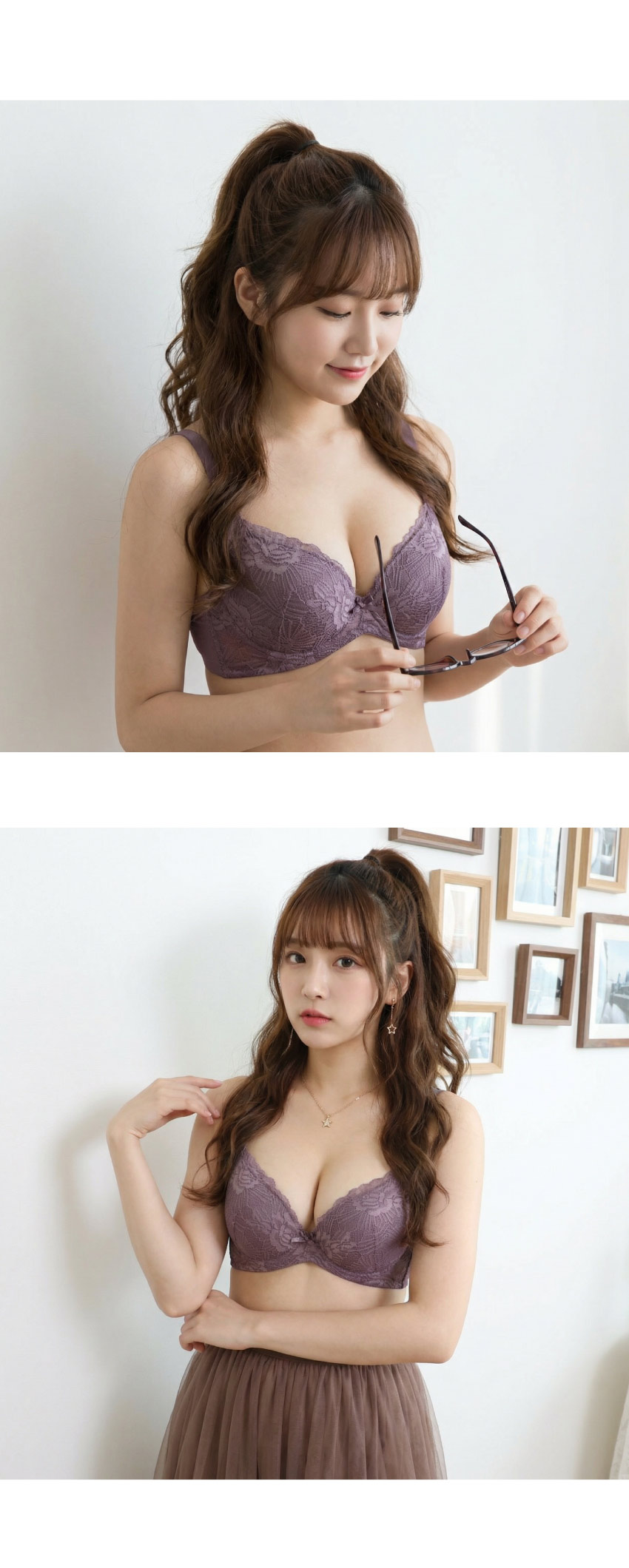 花綻 軟鋼圈 深V低脊心包覆機能型內衣D罩杯(芋紫色)