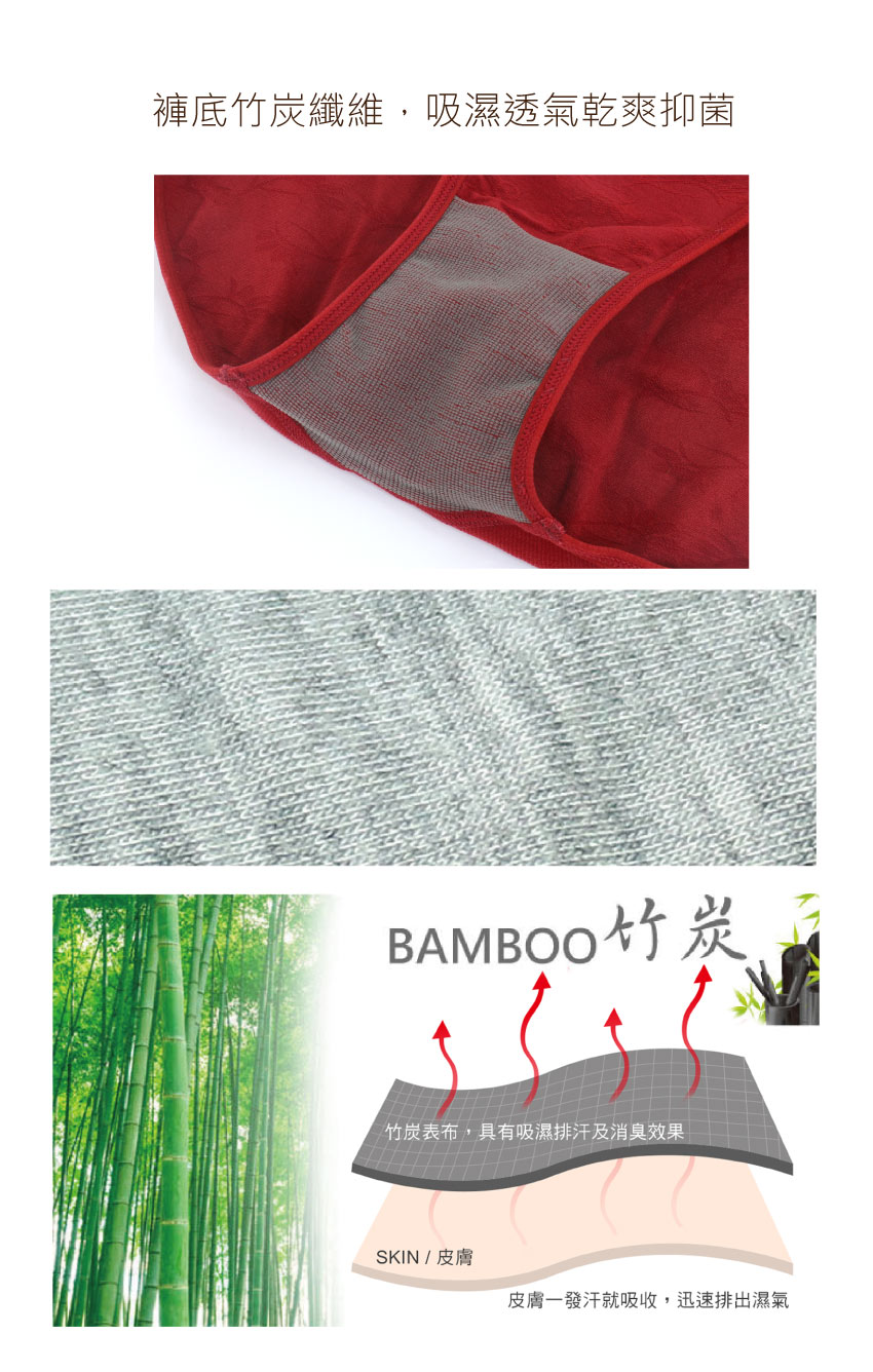 《竹炭．無縫》一體成型高腰三角褲(酒紅)加大款