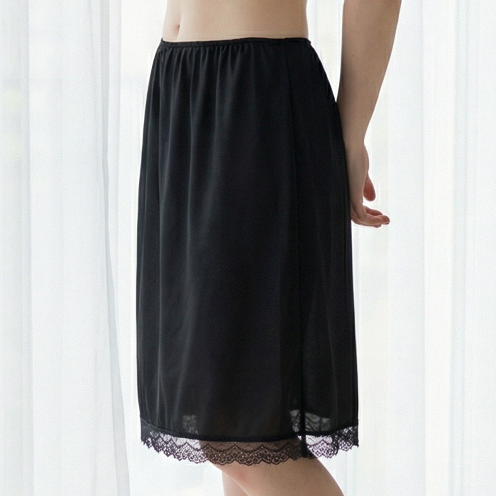 MIT舒適棉質套裙(黑)(防走光襯裙)