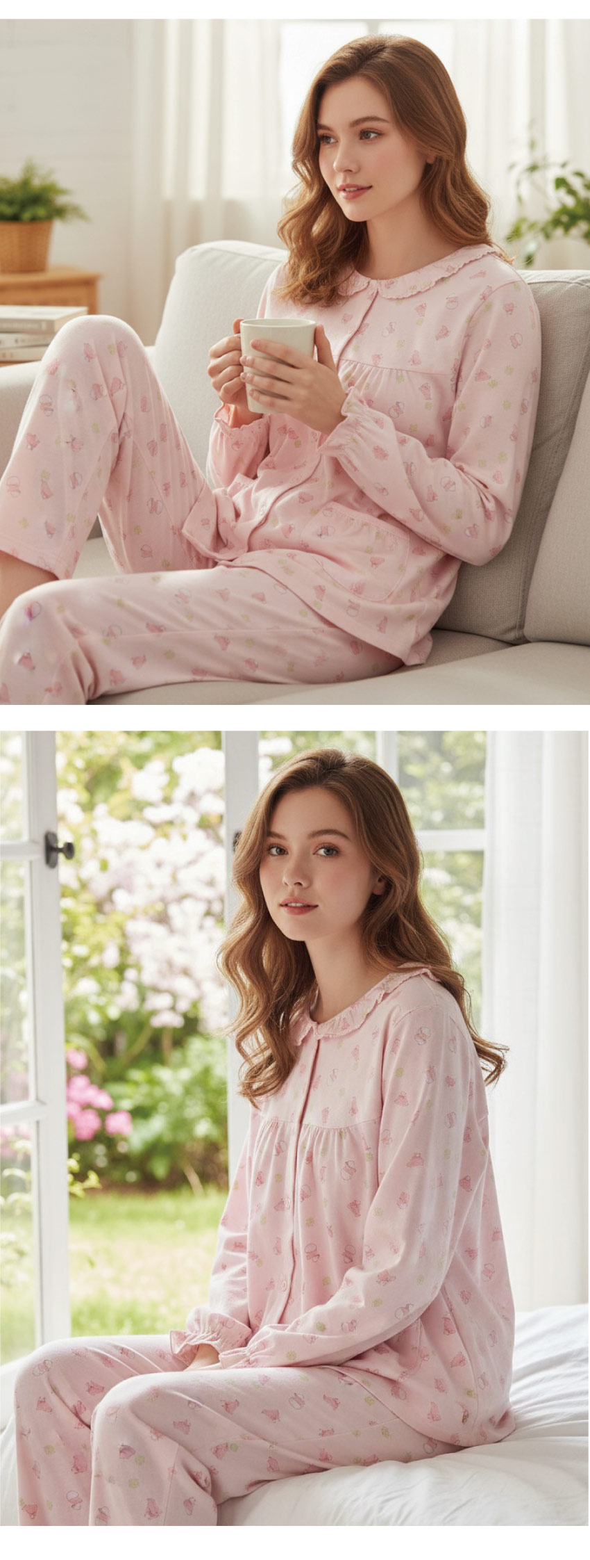 萌感小雞 柔軟舒眠棉質 睡衣睡褲成套組(粉色)