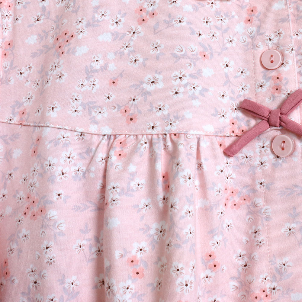 田園小花 柔軟舒眠棉質 睡衣睡褲成套組(粉色)