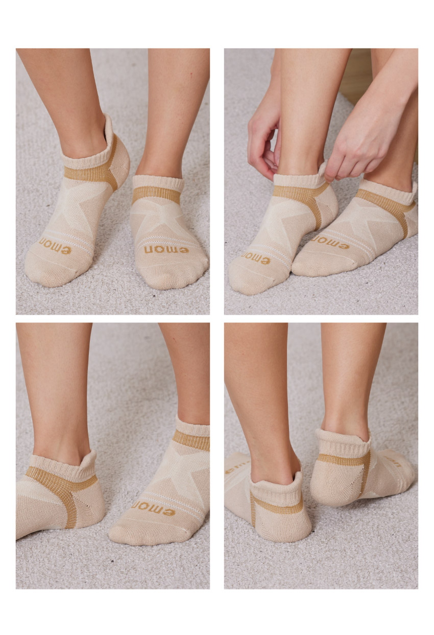 全方位護足 足弓加強 輕機能氣墊襪(奶茶色)