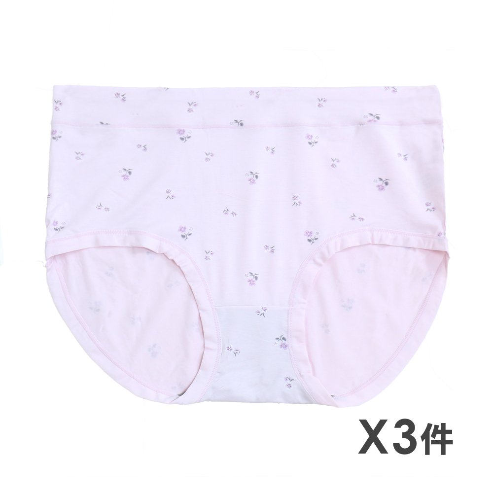 石墨烯 舒柔中腰小花三角褲 3件組(隨機色)