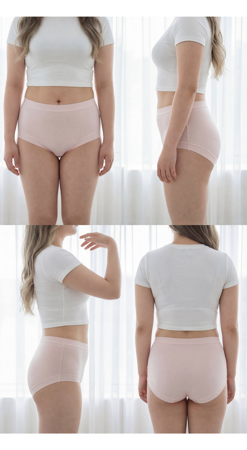 高腰 莫代爾 抑菌素面無痕貼身褲 (隨機色) 3件組 加大碼