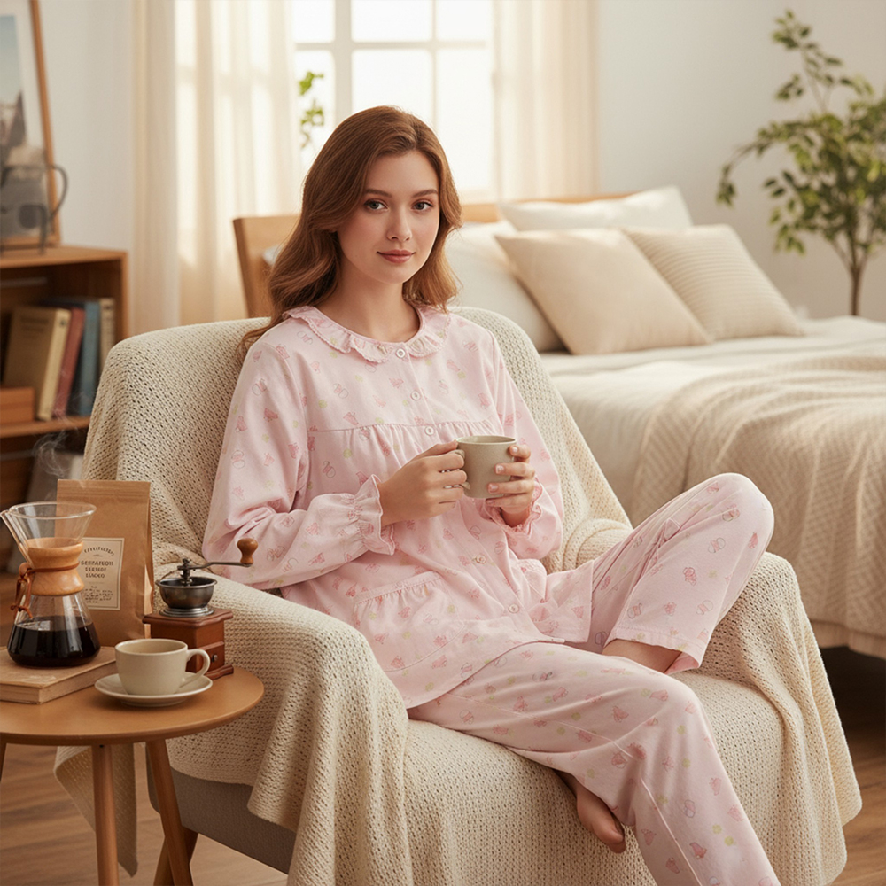 萌感小雞 柔軟舒眠棉質 睡衣睡褲成套組(粉色)