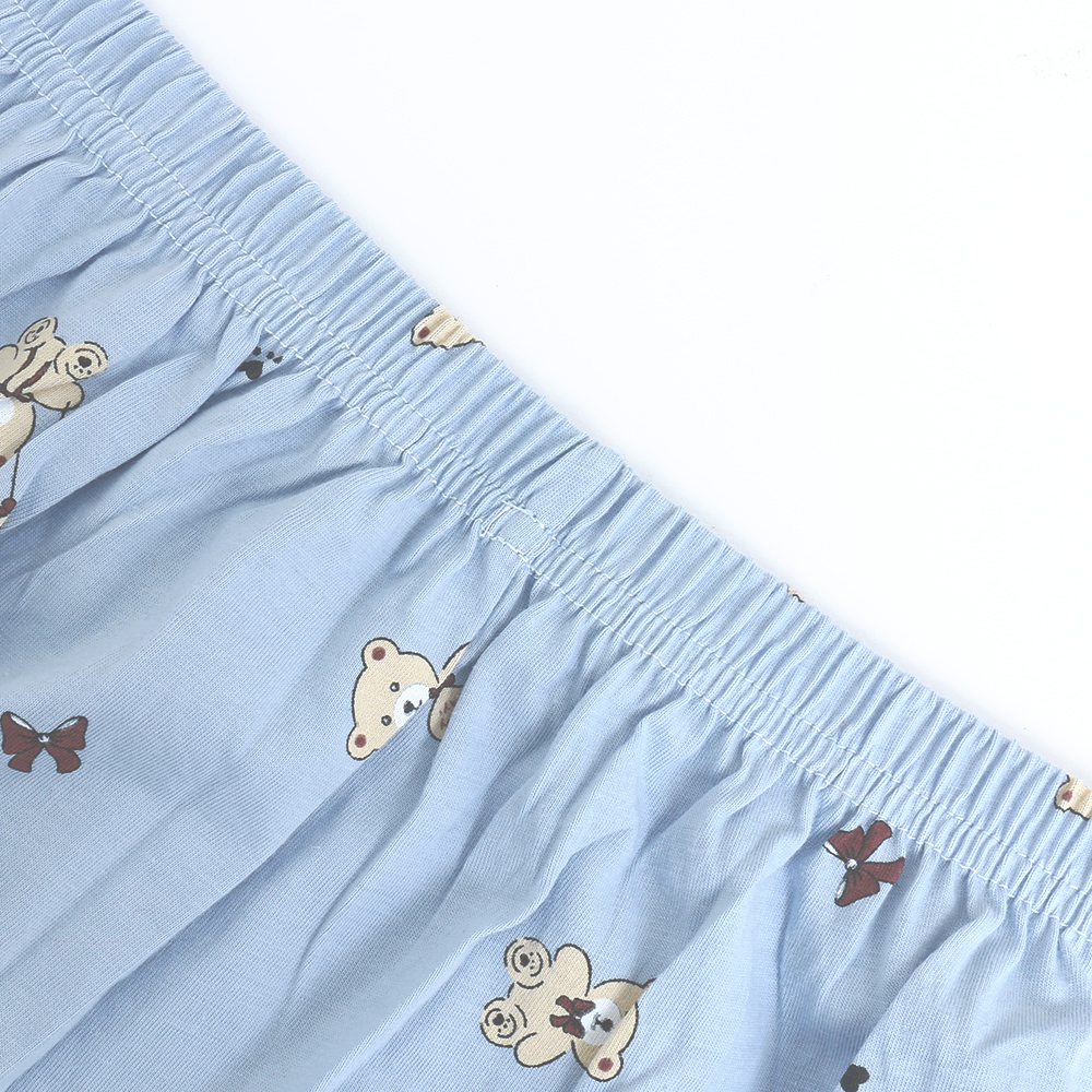 掬米熊熊 柔軟舒眠棉質 睡衣睡褲成套組(藍)