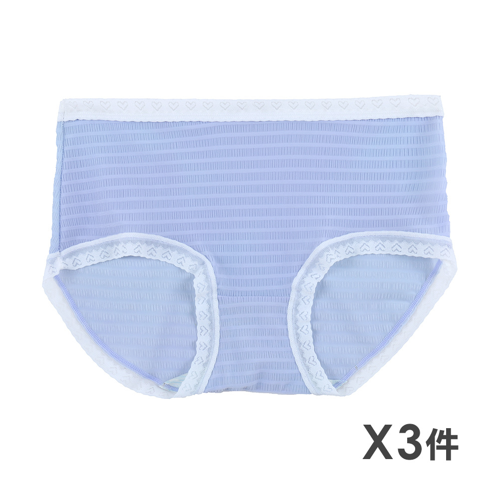 輕薄透 愛心條紋低腰三角褲 3件組(隨機色)