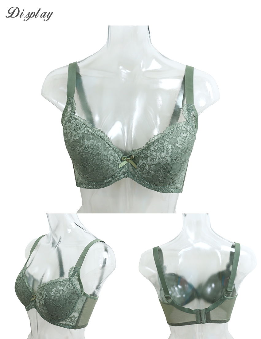 花柔 軟鋼圈 深V低脊心包覆機能型內衣C罩杯(芥末綠)