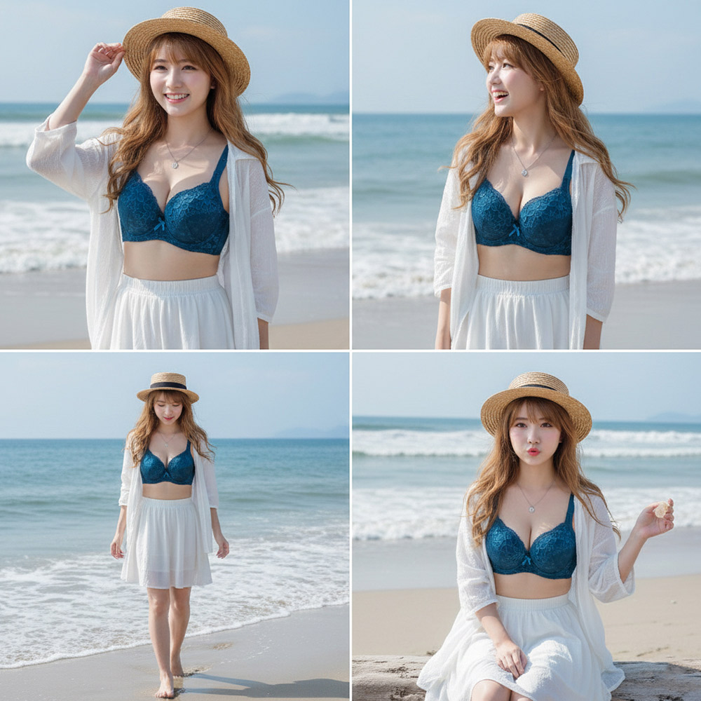 花蕾 軟鋼圈 深V低脊心包覆機能型內衣B罩杯(藍綠色)