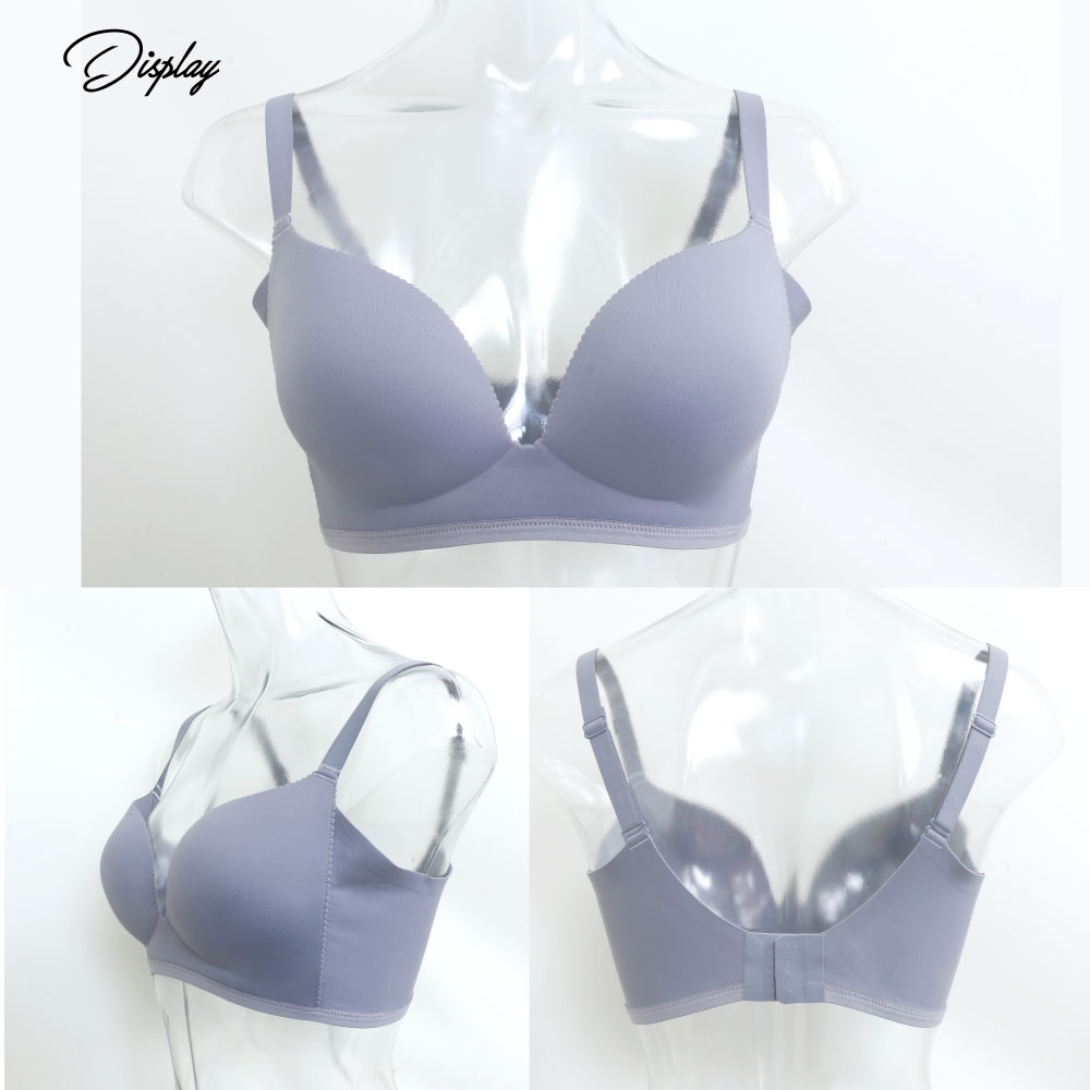 輕時尚 無鋼圈無痕低脊心內衣(灰藍色)