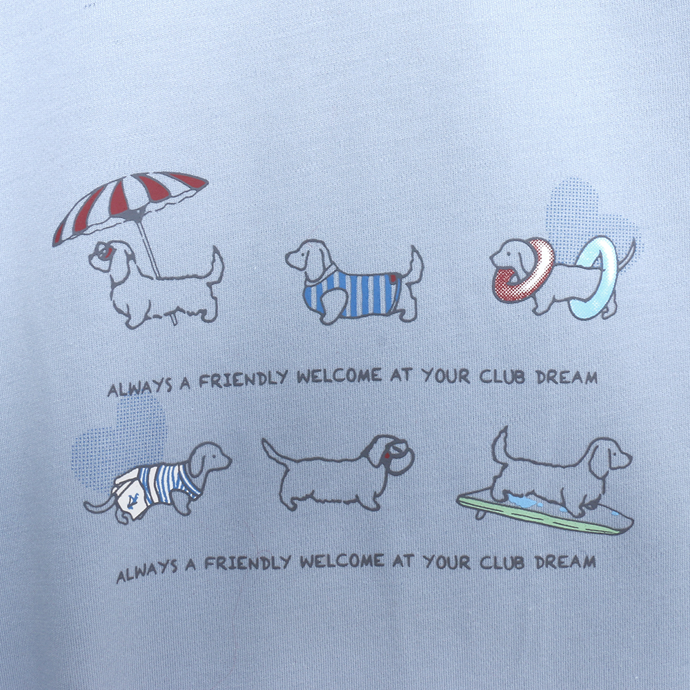 毛狗狗渡假中 柔軟舒眠棉質 睡衣睡褲成套組(藍色)