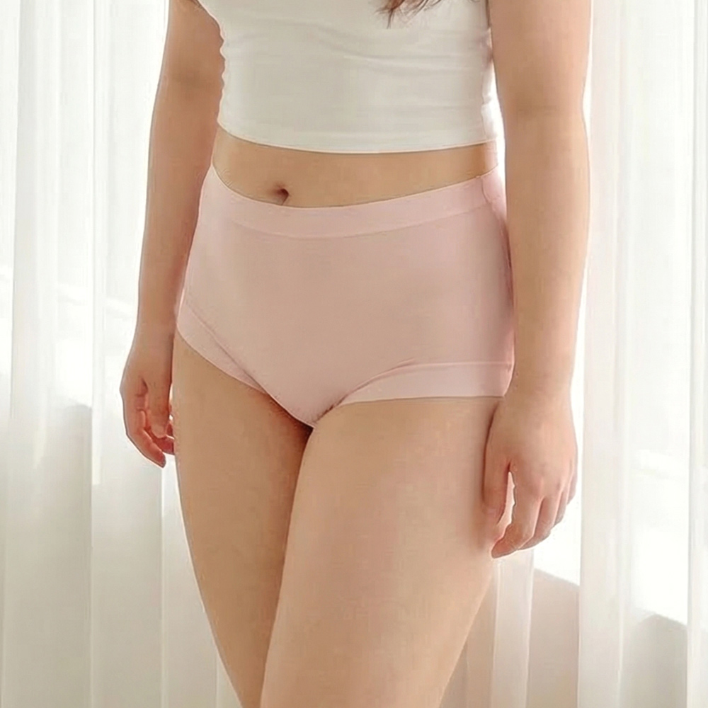 高腰 莫代爾 抑菌素面無痕貼身褲 (隨機色) 3件組 加大碼