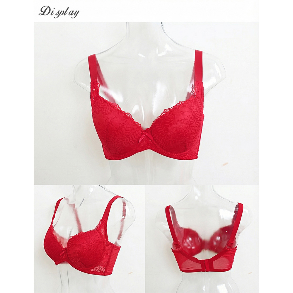 花蕊 軟鋼圈 深V低脊心包覆機能型內衣D罩杯(紅)