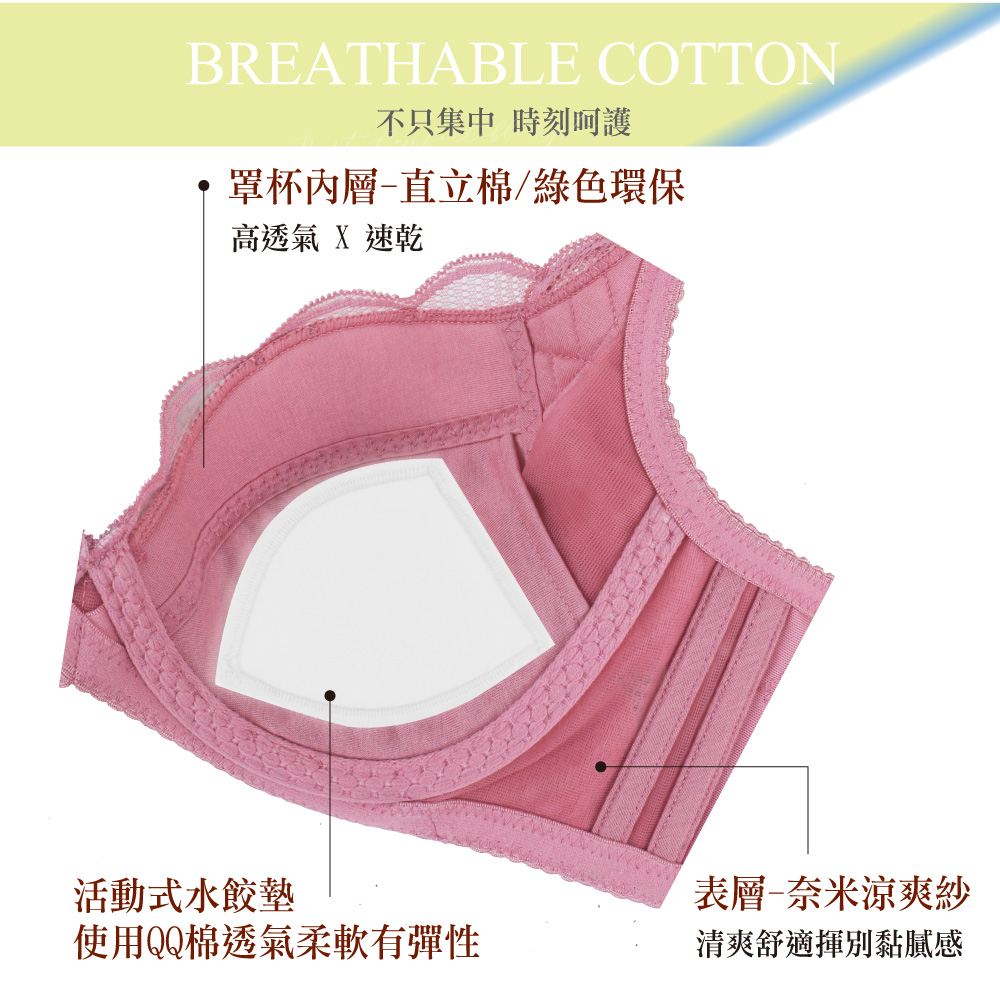 美藝系列 奈米涼感 環保健康素材 機能內衣BCDE罩杯(湖水綠)