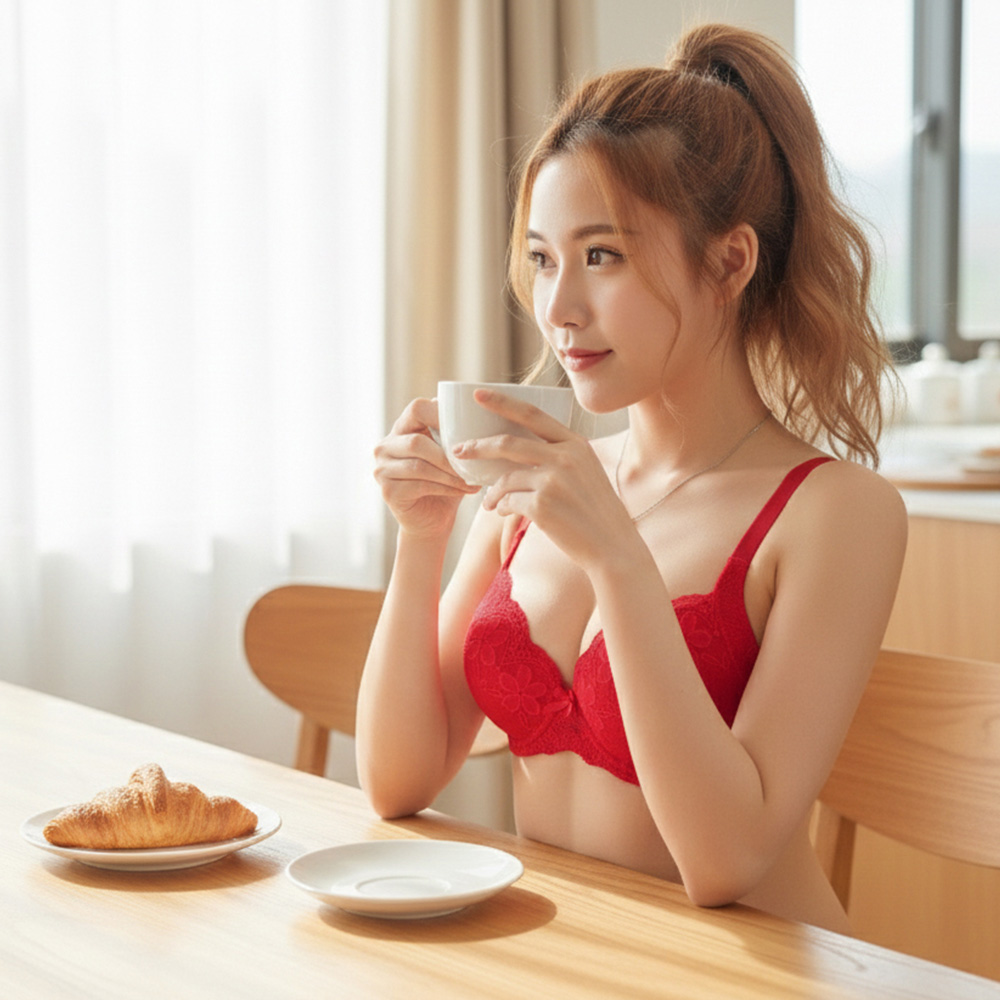 花蕾 軟鋼圈 深V低脊心包覆機能型內衣B罩杯(紅)