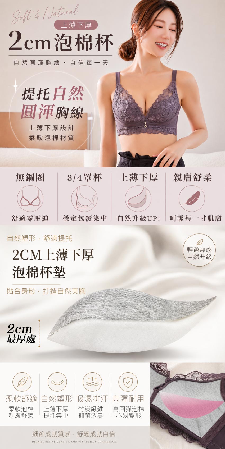 微醺羅曼史 暮語 無鋼圈機能型內衣(可可色)